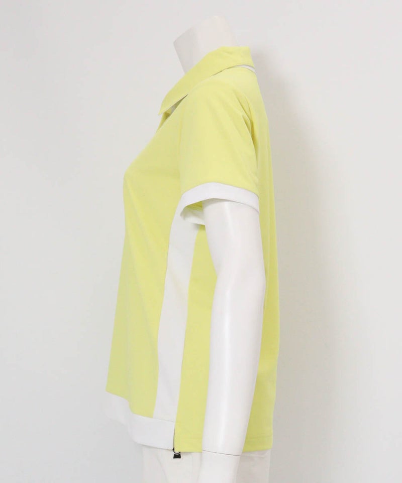 配色ラインUV速乾ポロシャツ横（イエロー）