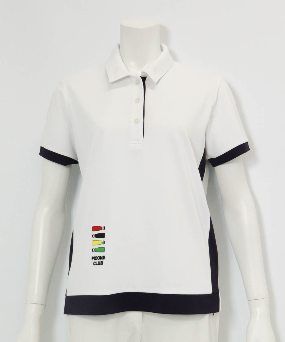 配色ラインUV速乾ポロシャツ（ホワイト）