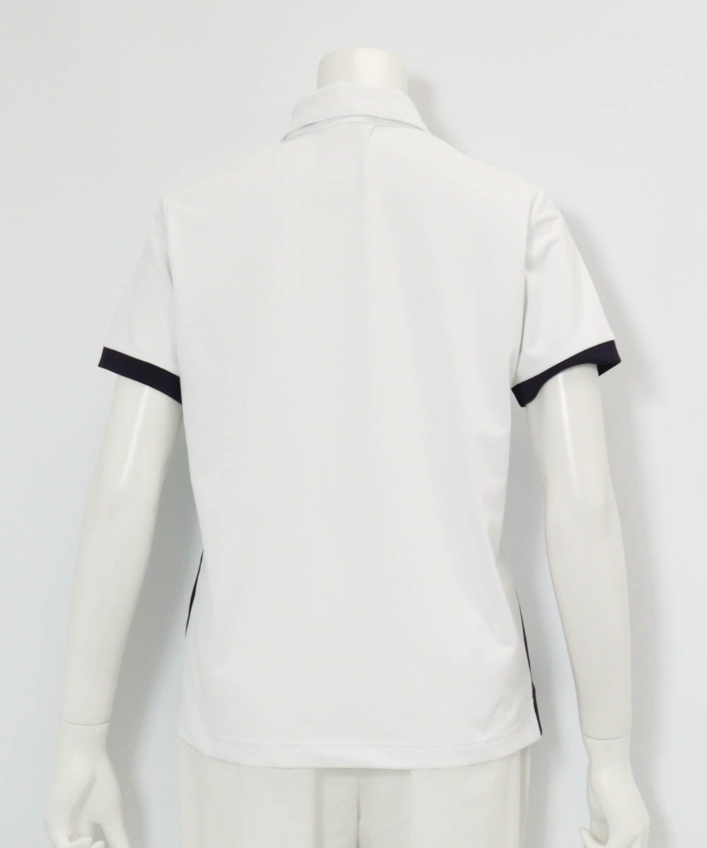 配色ラインUV速乾ポロシャツ後（ホワイト）