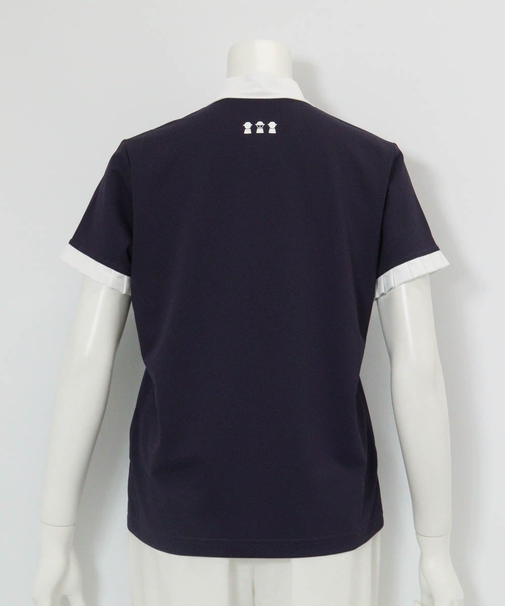 プリーツ袖UV速乾プルオーバー後（ネイビー）