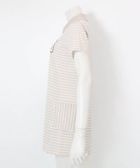 ボーダー柄冷感ポロチュニック横（ベージュ）