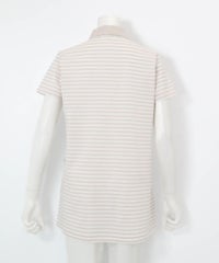 ボーダー柄冷感ポロチュニック後（ベージュ）