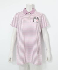 ボーダー柄冷感ポロチュニック（ライトパープル）