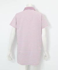 ボーダー柄冷感ポロチュニック後（ライトパープル）