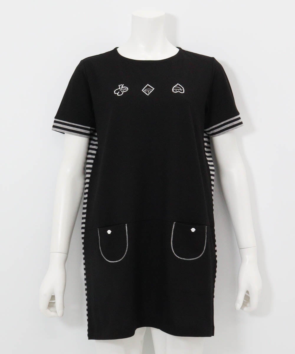 バックボーダー切替冷感チュニック（ブラック）