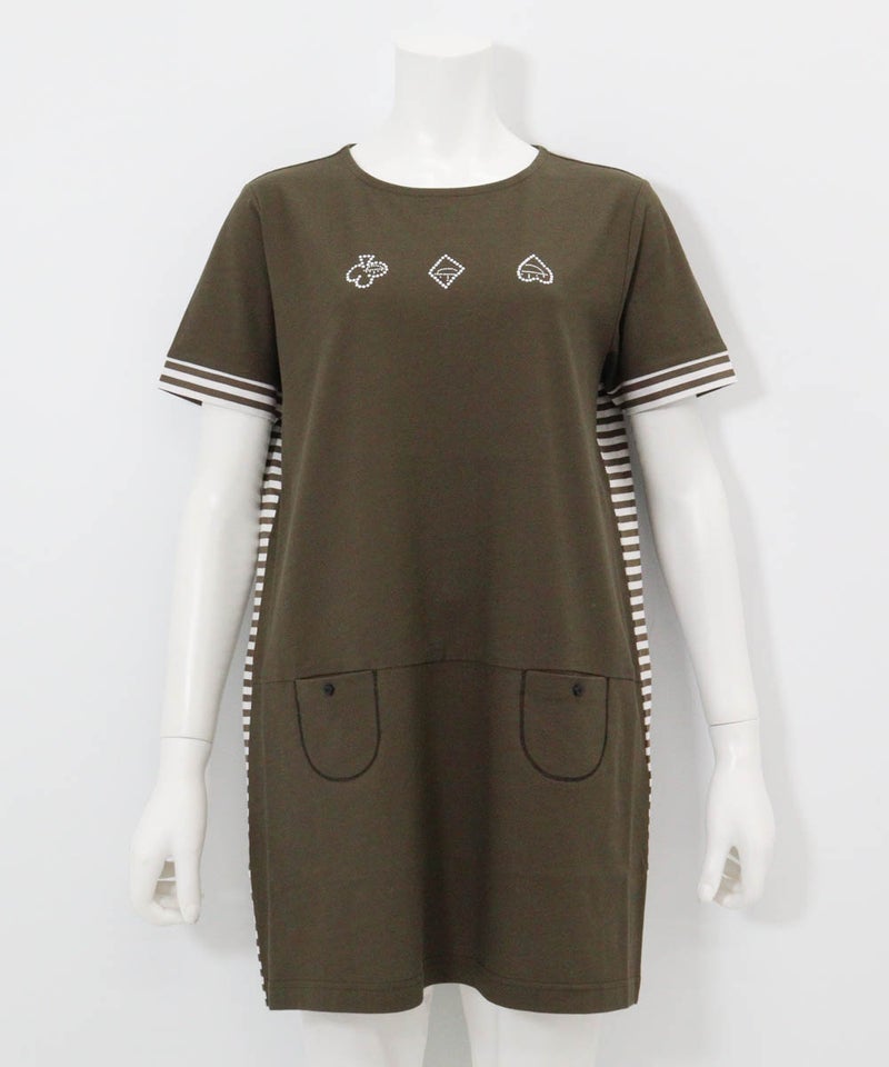 バックボーダー切替冷感チュニック（カーキ）