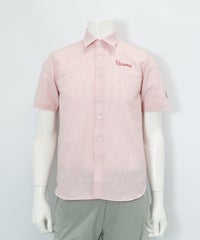 【メンズ】UV速乾サッカーストライプシャツ（ピンク）