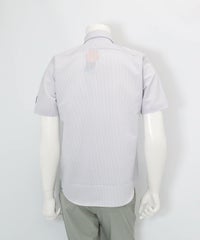 【メンズ】UV速乾サッカーストライプシャツ後（ブルー）