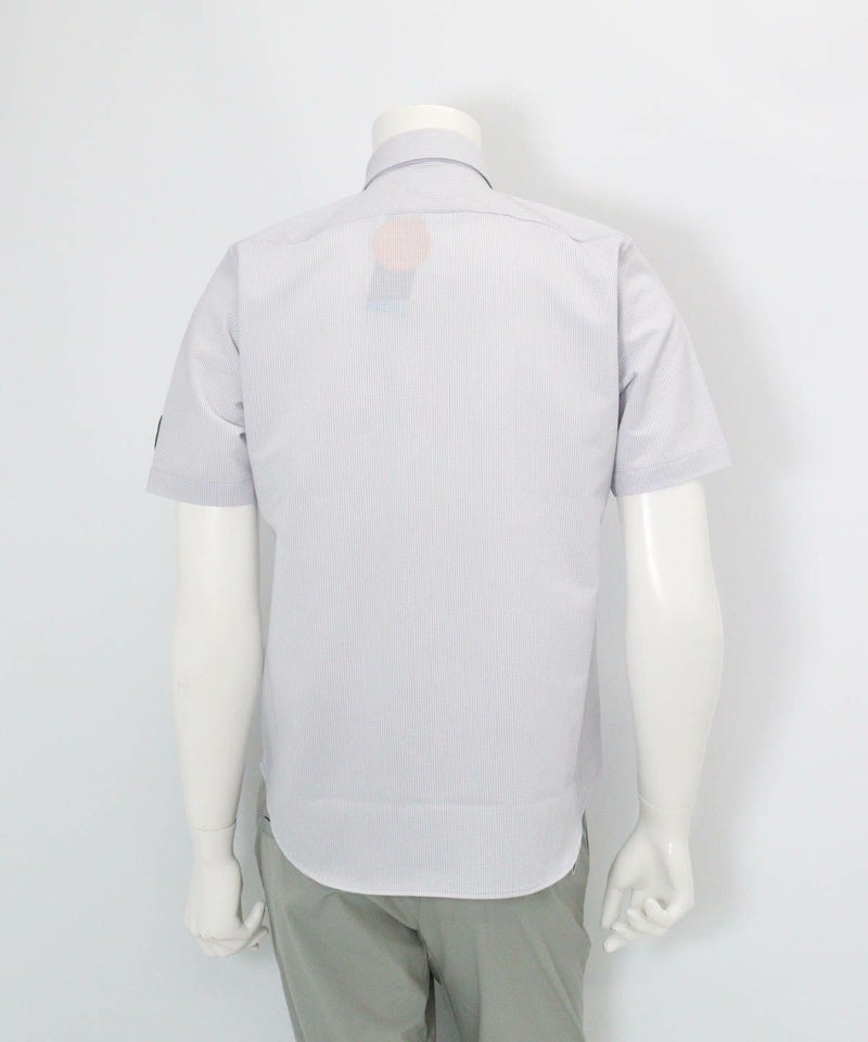 【メンズ】UV速乾サッカーストライプシャツ後（ブルー）