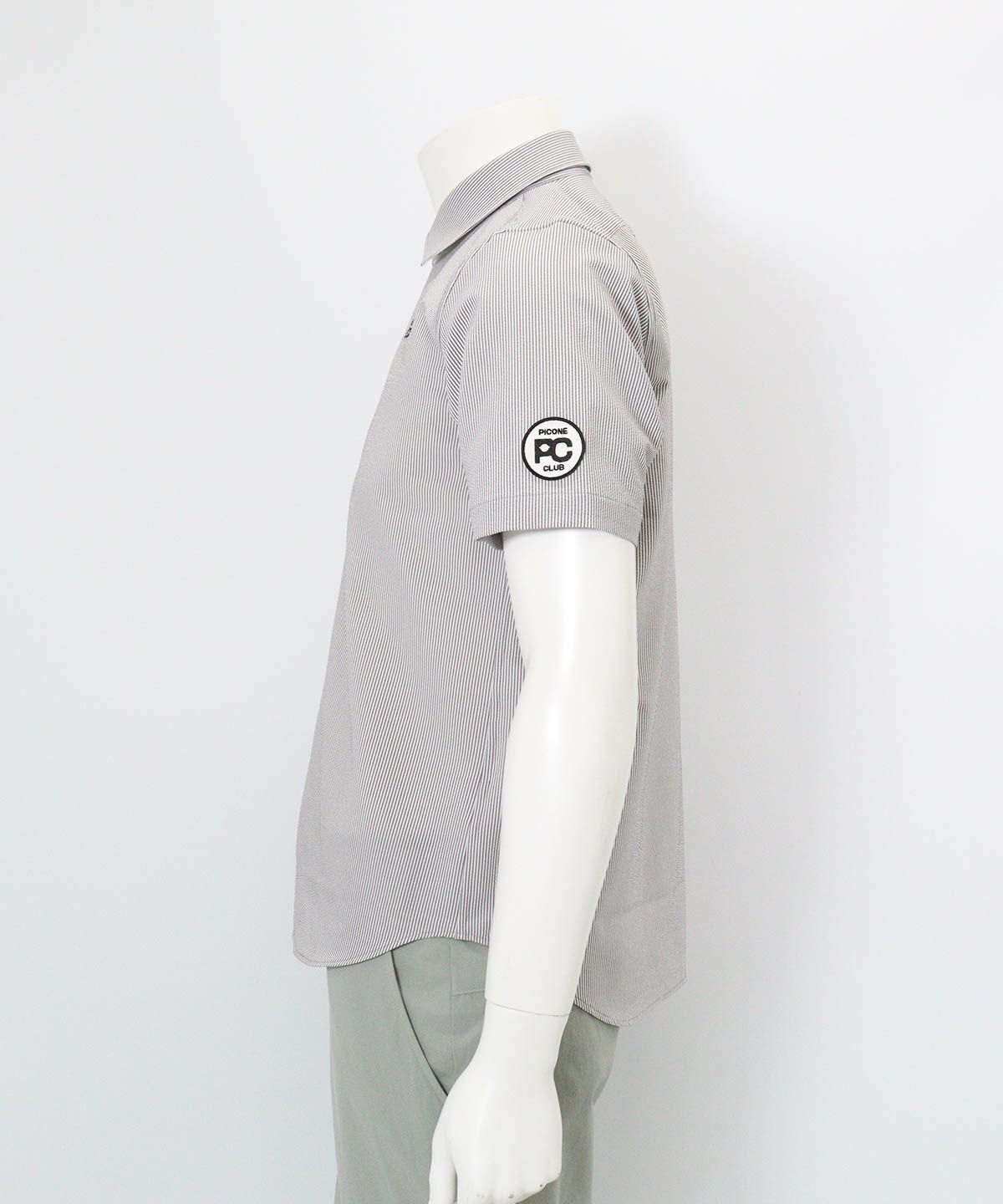 【メンズ】UV速乾サッカーストライプシャツ横（グレー）