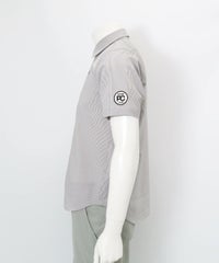 【メンズ】UV速乾サッカーストライプシャツ横（グレー）