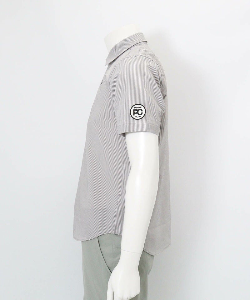 【メンズ】UV速乾サッカーストライプシャツ横（グレー）