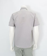 【メンズ】UV速乾サッカーストライプシャツ後（グレー）