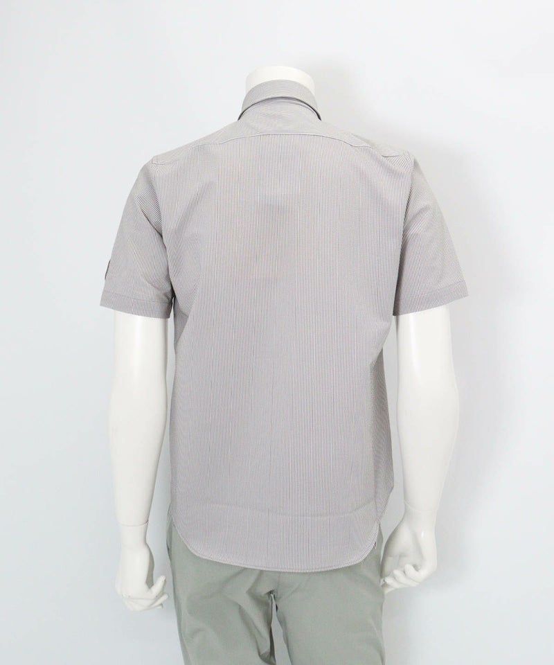 【メンズ】UV速乾サッカーストライプシャツ後（グレー）