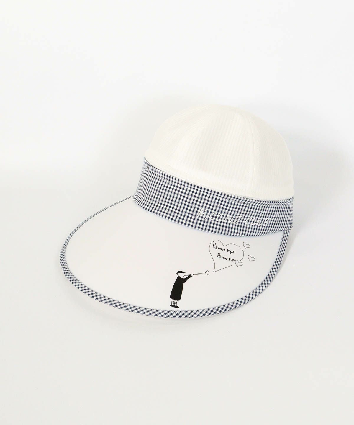 ギンガムUV2WAYキャップ（ホワイト）