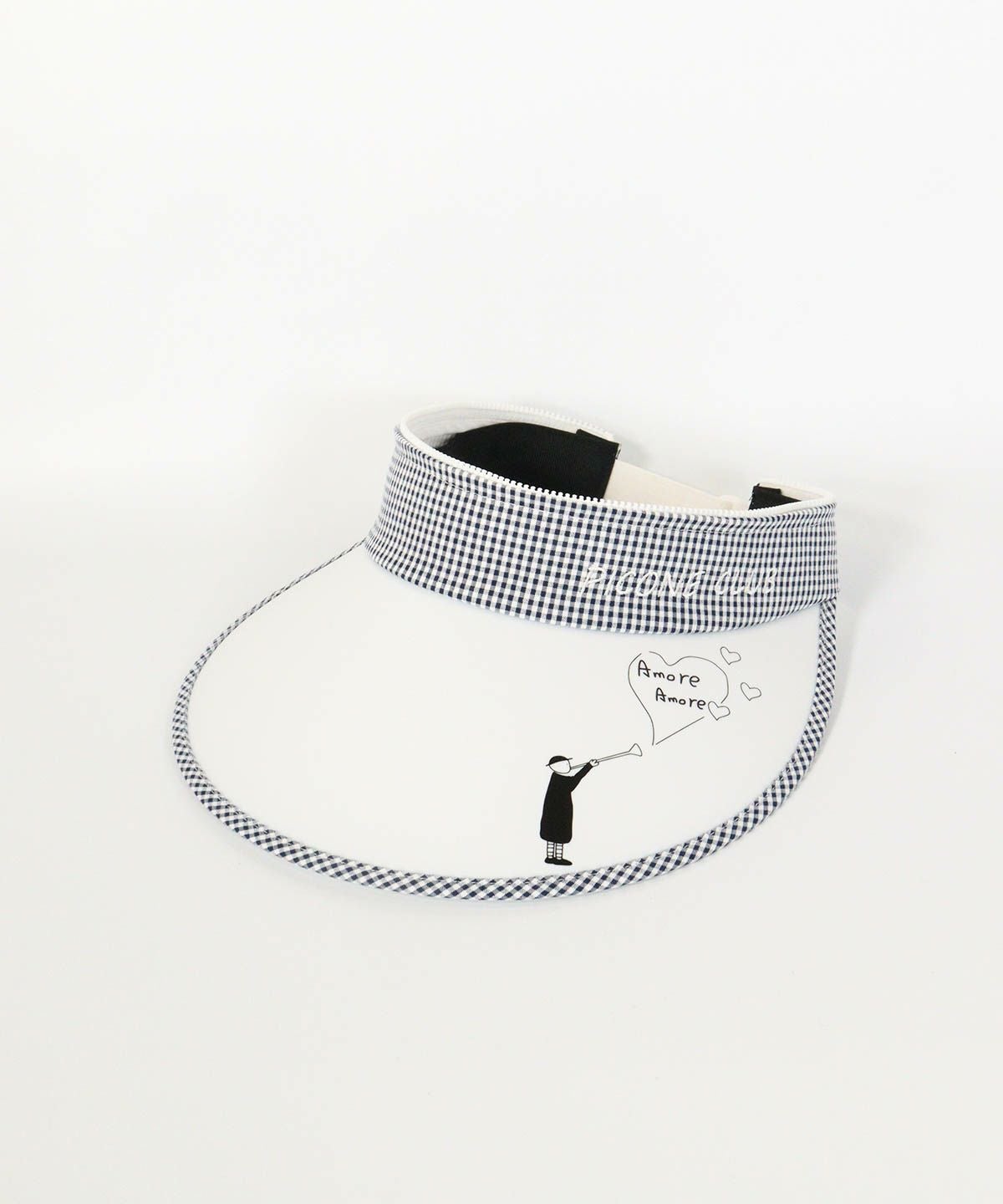 ギンガムUV2WAYキャップ（ホワイト）