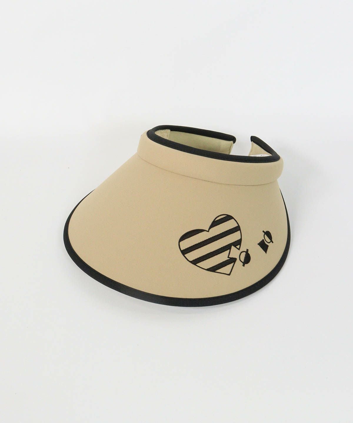 ハート刺繍サンバイザー（ベージュ）