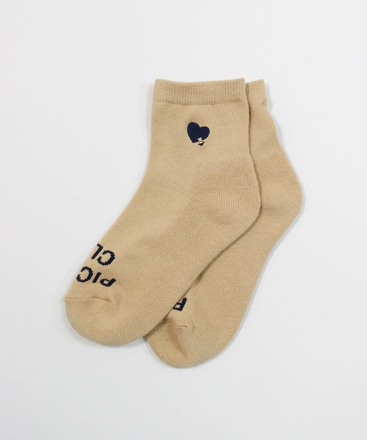 ハート刺繍ショートソックス（ベージュ）