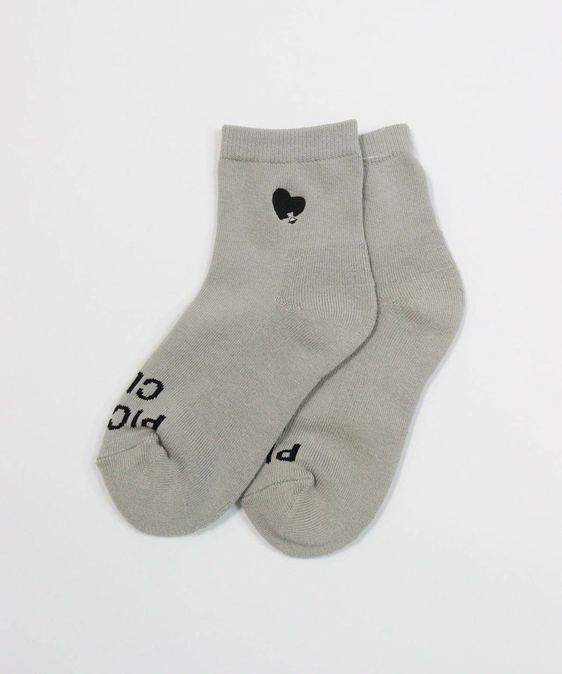 ハート刺繍ショートソックス（ライトグレー）