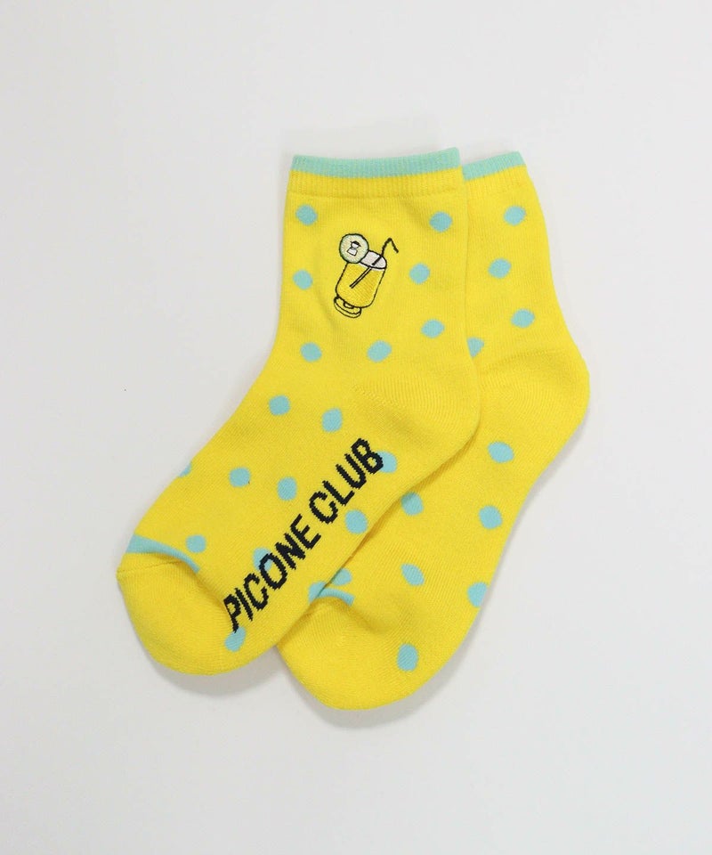 ドリンク刺繍ドットソックス（イエロー）