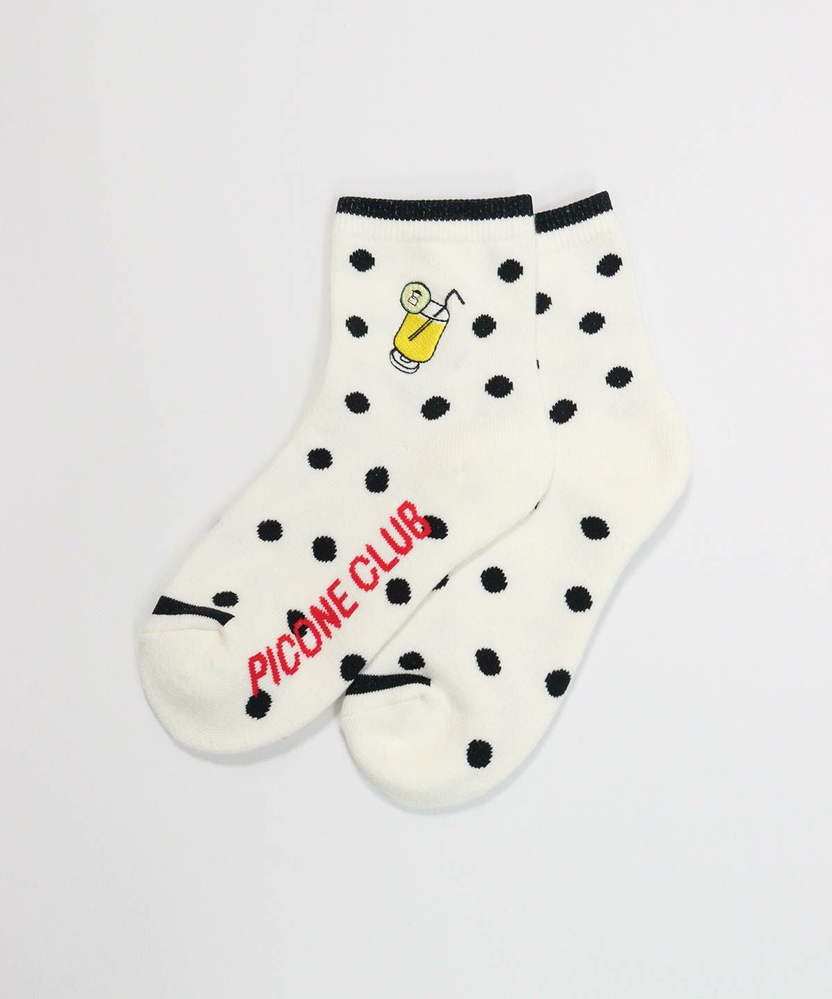 ドリンク刺繍ドットソックス（ホワイト）