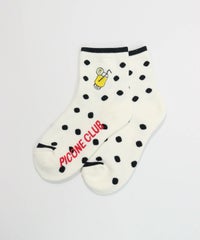 ドリンク刺繍ドットソックス（ホワイト）