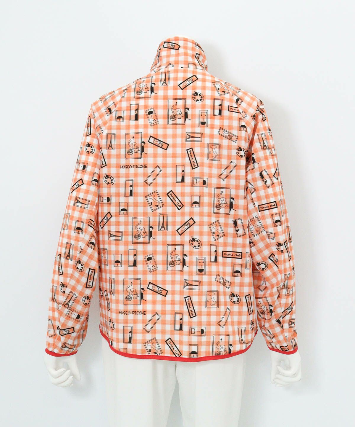 ギンガム総柄撥水ブルゾン後（オレンジ）