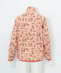 ギンガム総柄撥水ブルゾン後（オレンジ）