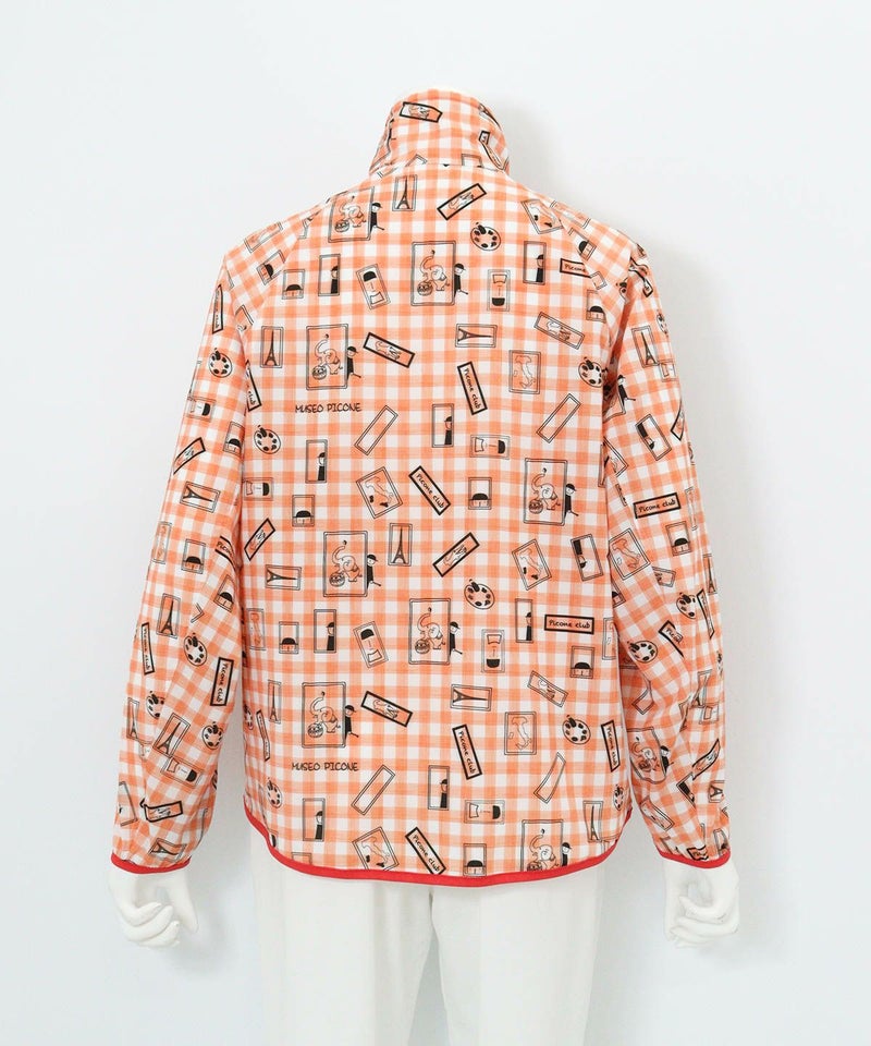 ギンガム総柄撥水ブルゾン後（オレンジ）