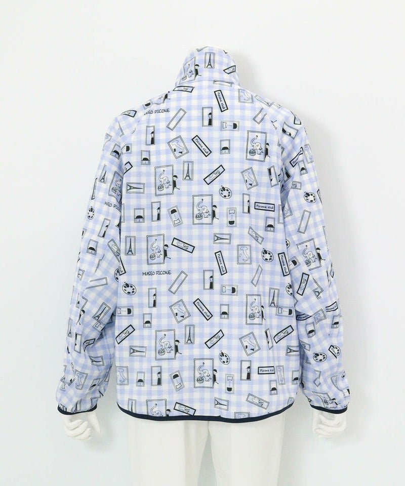 ギンガム総柄撥水ブルゾン後（ライトブルー）