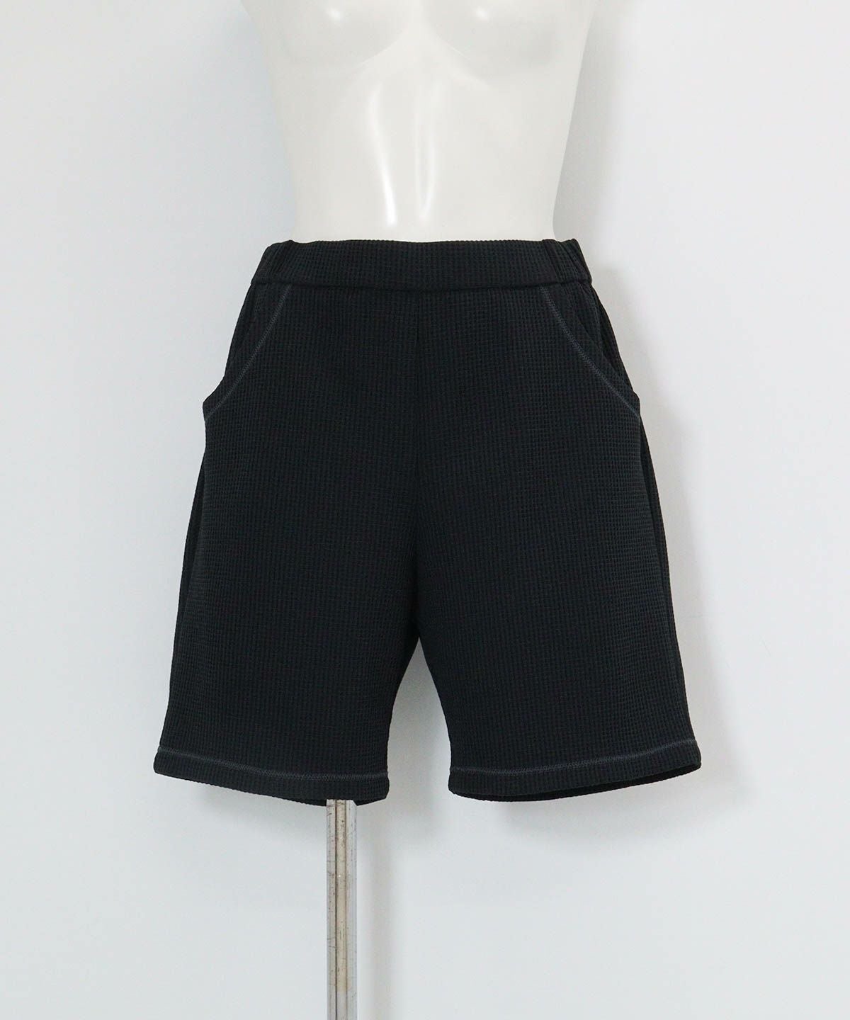 ワッフル地UVハーフパンツ（ブラック）