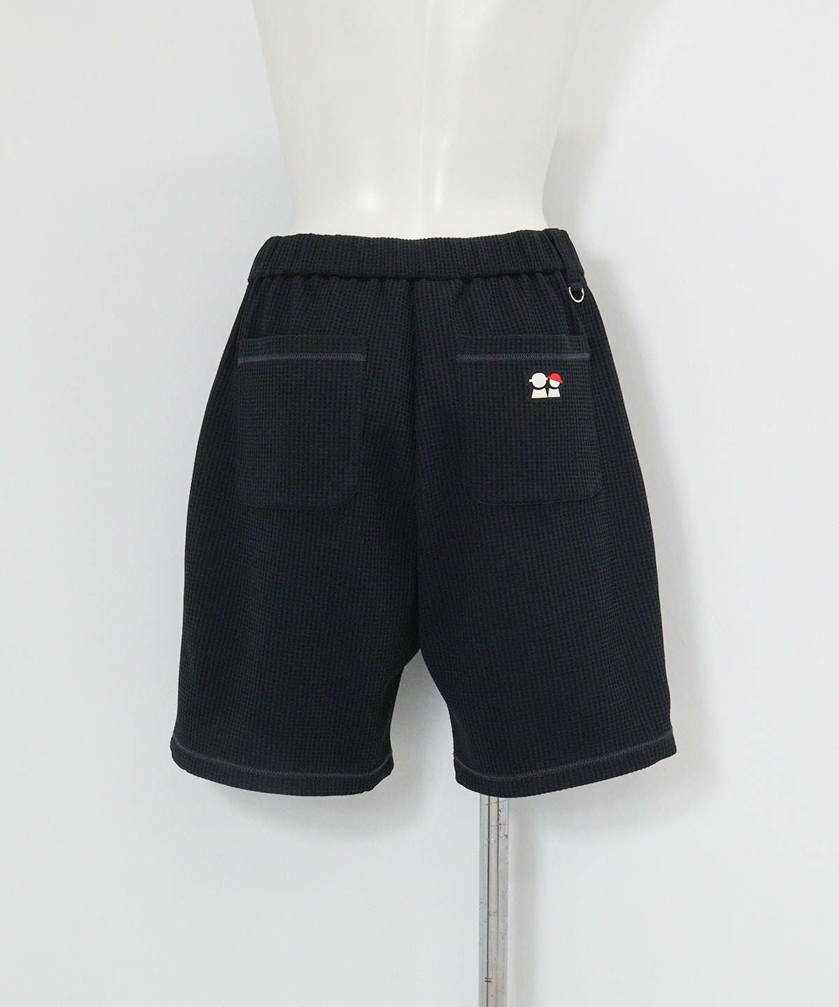 ワッフル地UVハーフパンツ後（ブラック）