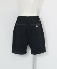 ワッフル地UVハーフパンツ後（ブラック）