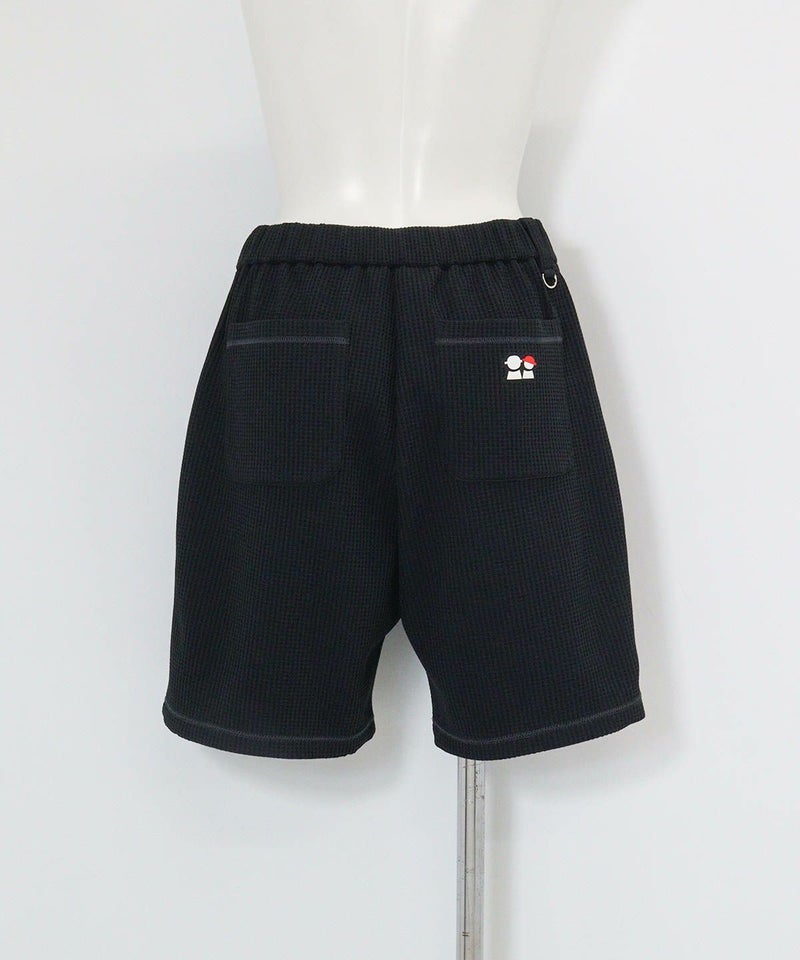 ワッフル地UVハーフパンツ後（ブラック）