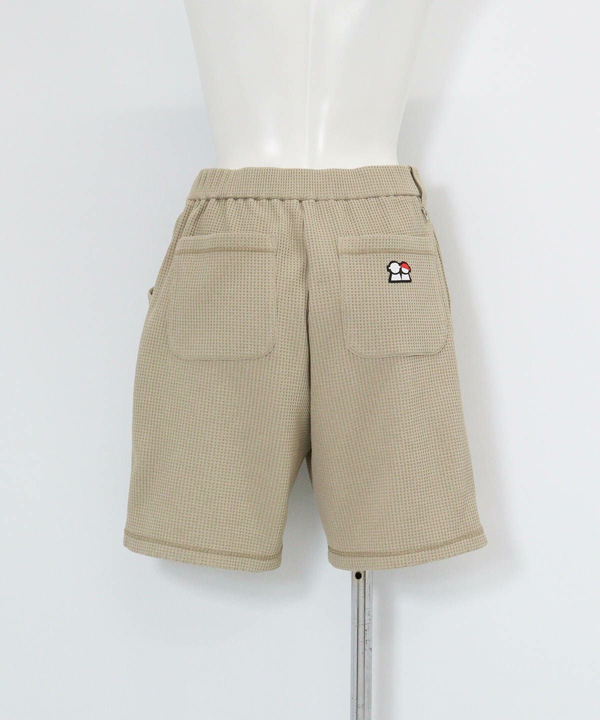 ワッフル地UVハーフパンツ後（ベージュ）