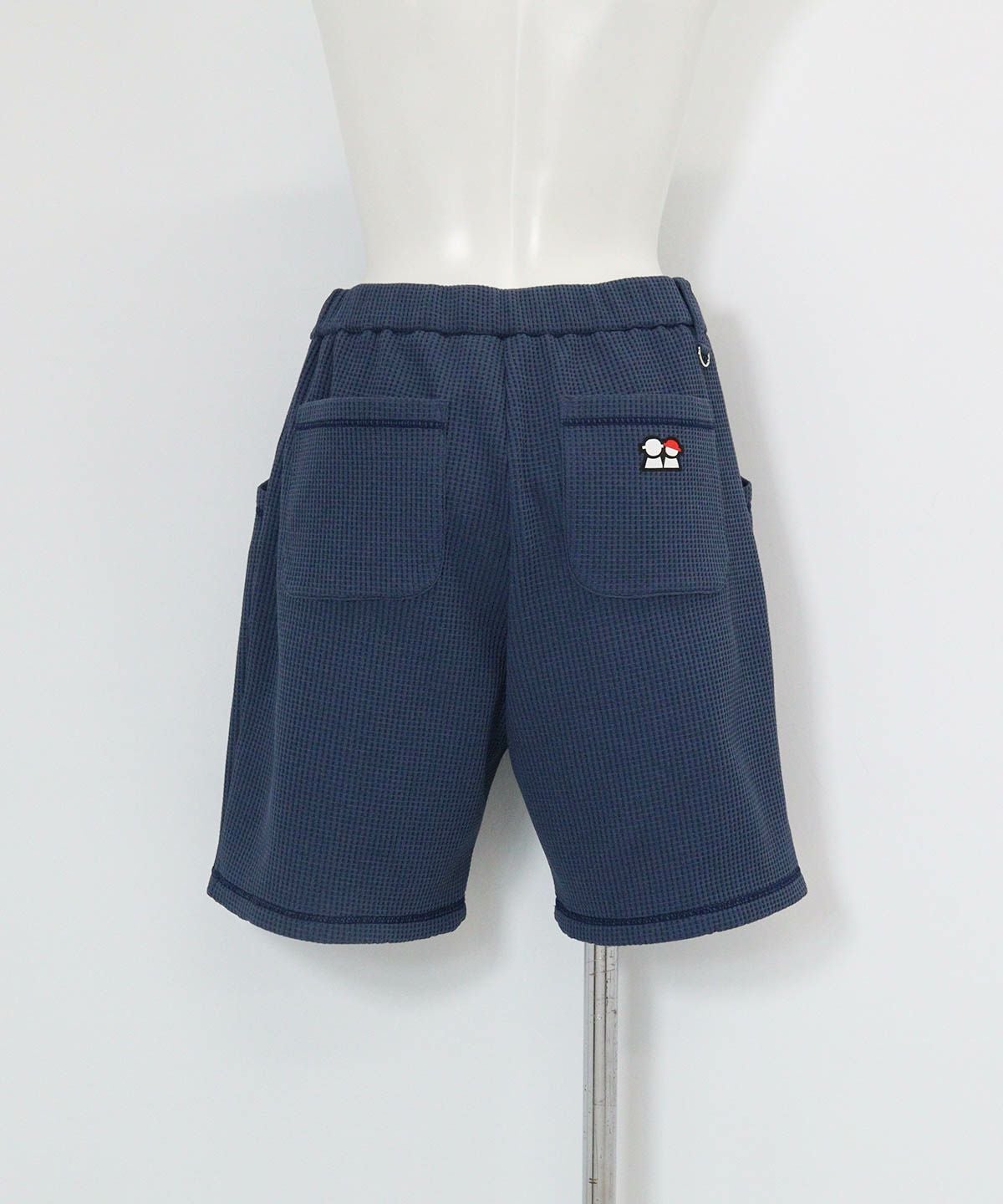 ワッフル地UVハーフパンツ後（ネイビー）