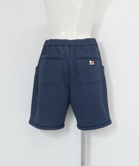 ワッフル地UVハーフパンツ後（ネイビー）