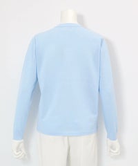コットン混刺繍ニットカーディガン後（ライトブルー）