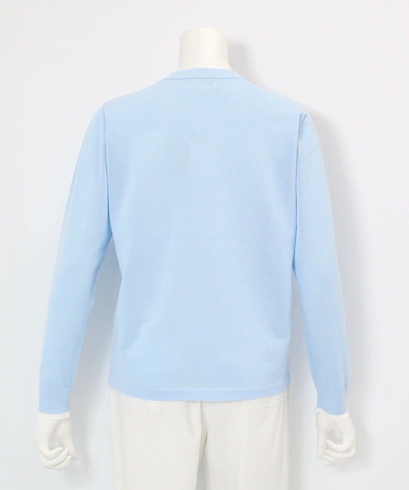 コットン混刺繍ニットカーディガン後（ライトブルー）