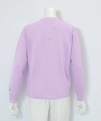コットン混刺繍ニットカーディガン後（ライトパープル）