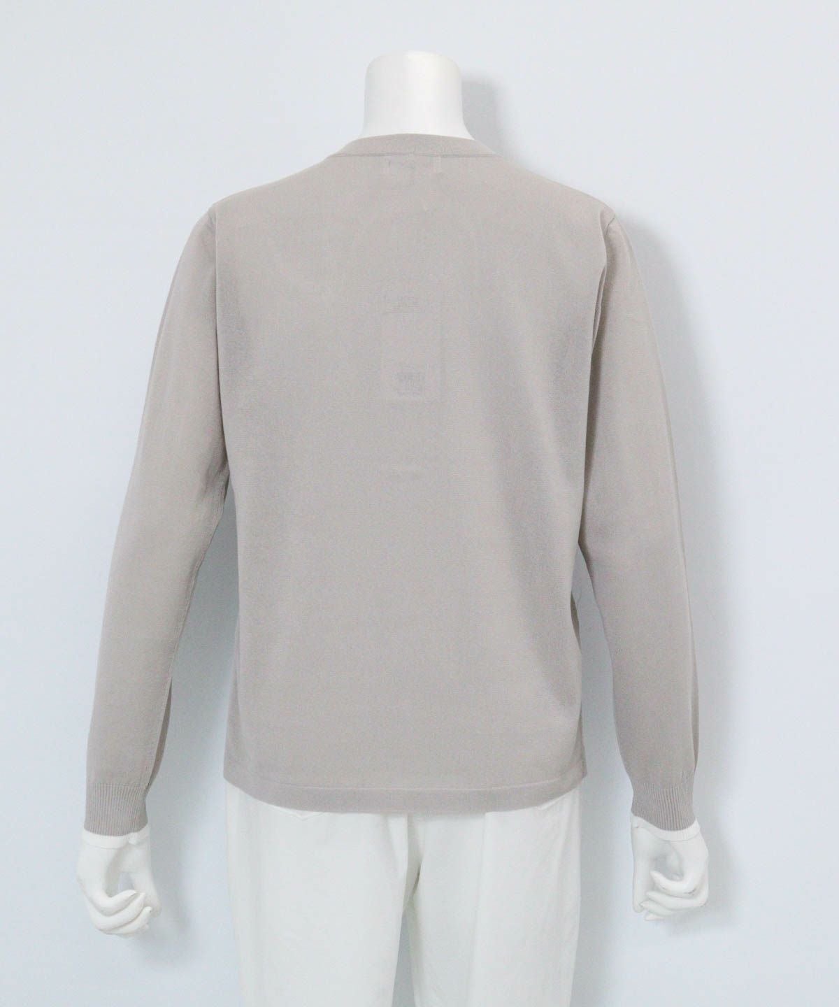 コットン混刺繍ニットカーディガン後（ライトグレー）