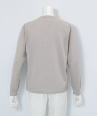コットン混刺繍ニットカーディガン後（ライトグレー）