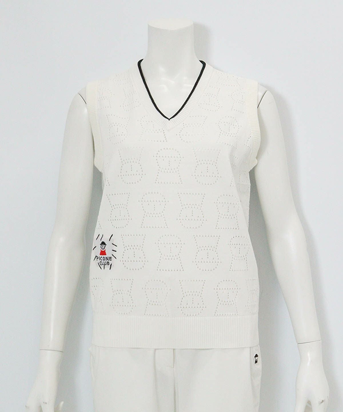 ドットピコVネックベスト（ホワイト）