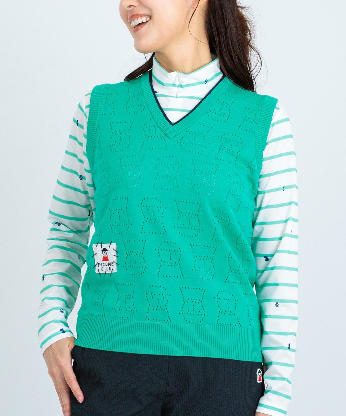 ドットピコVネックベスト|ピッコーネクラブ - ゴルフウェアや婦人服通販