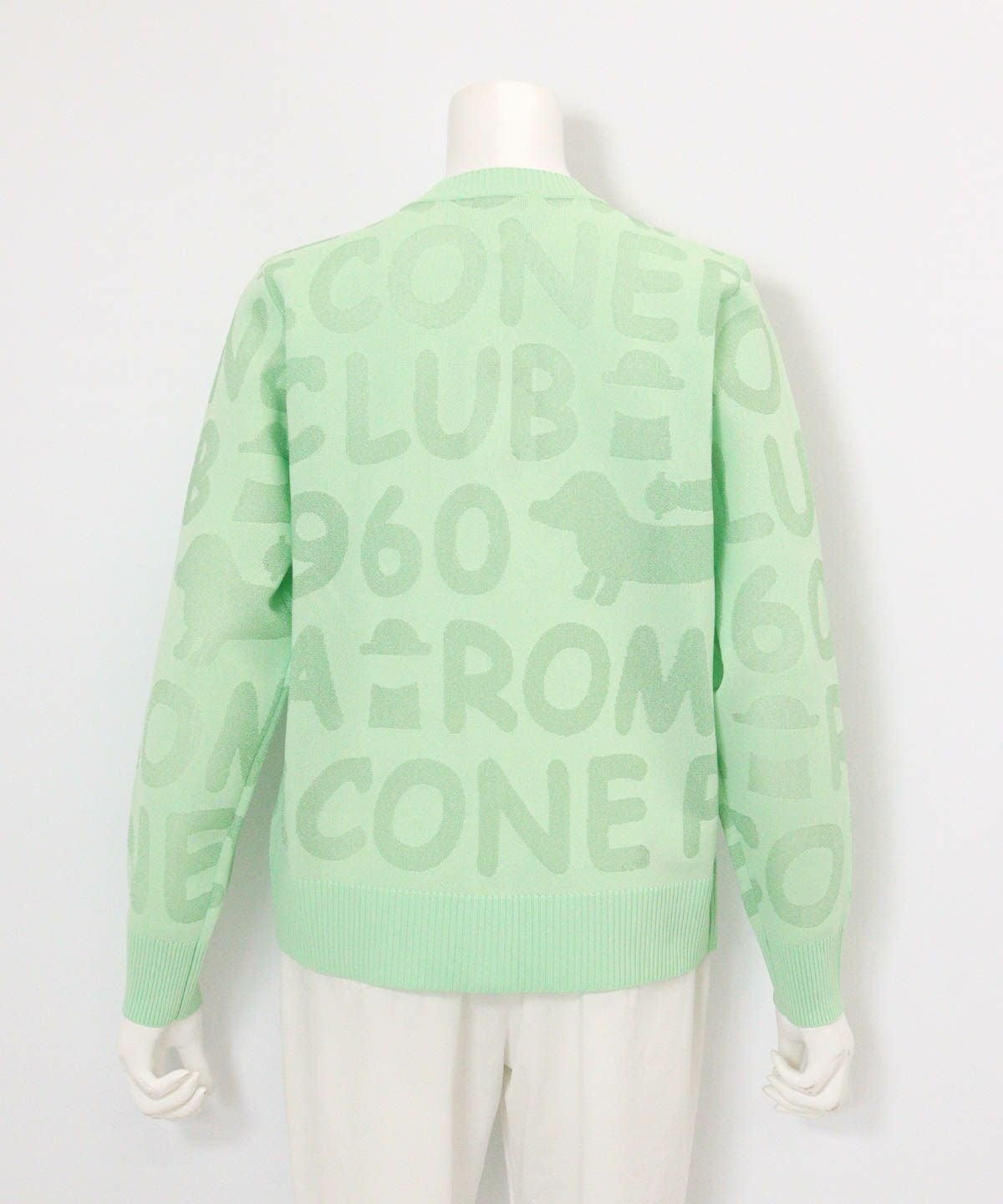 シアー柄カーディガン後（ライトグリーン）