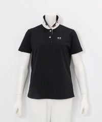 襟裏プリントUV速乾半袖ポロシャツ（ブラック）