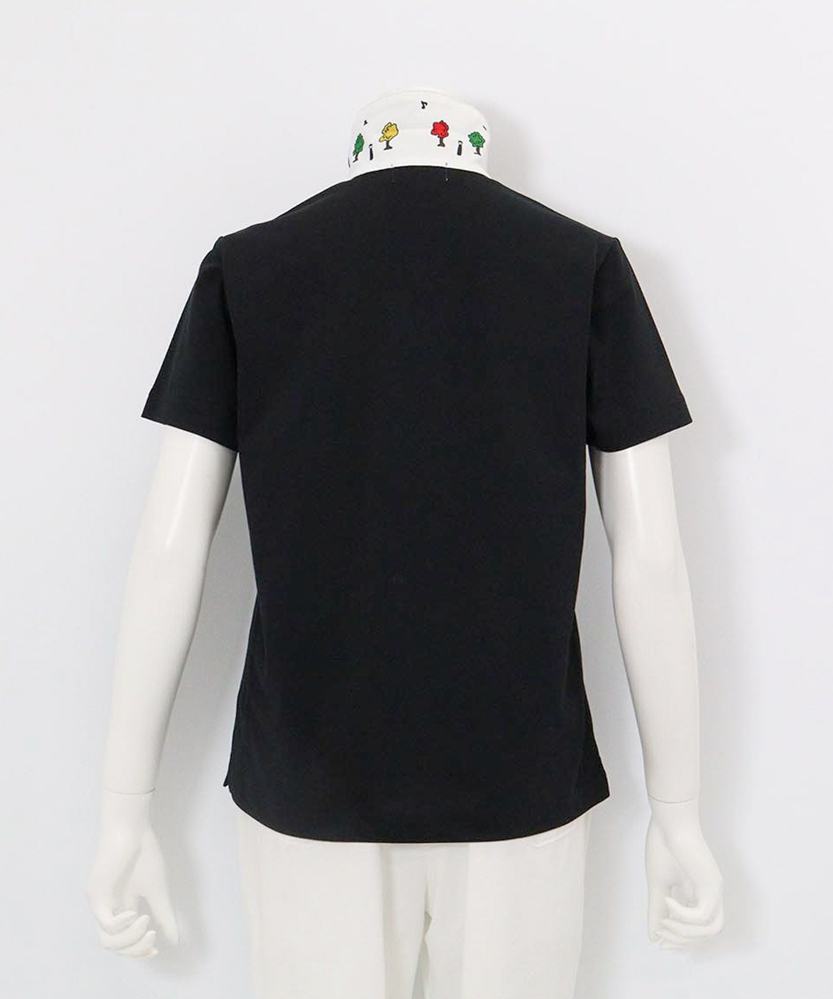 襟裏プリントUV速乾半袖ポロシャツ後（ブラック）