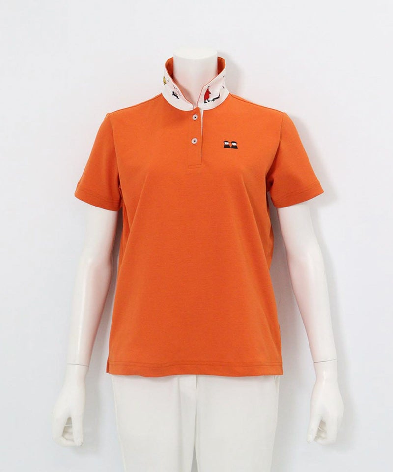 襟裏プリントUV速乾半袖ポロシャツ（オレンジ）