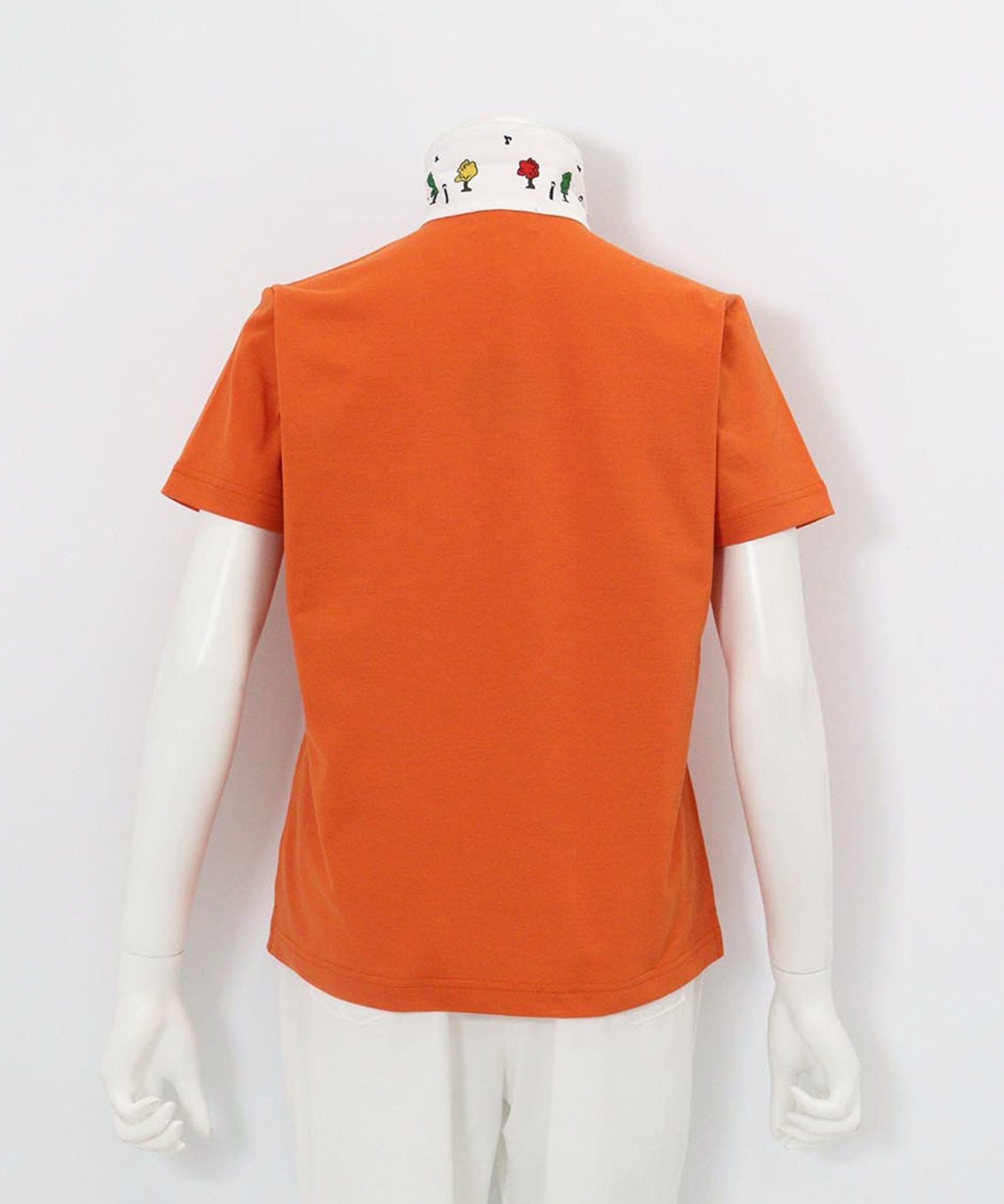 襟裏プリントUV速乾半袖ポロシャツ後（オレンジ）