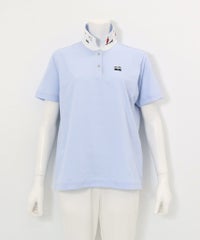 襟裏プリントUV速乾半袖ポロシャツ（ライトブルー）